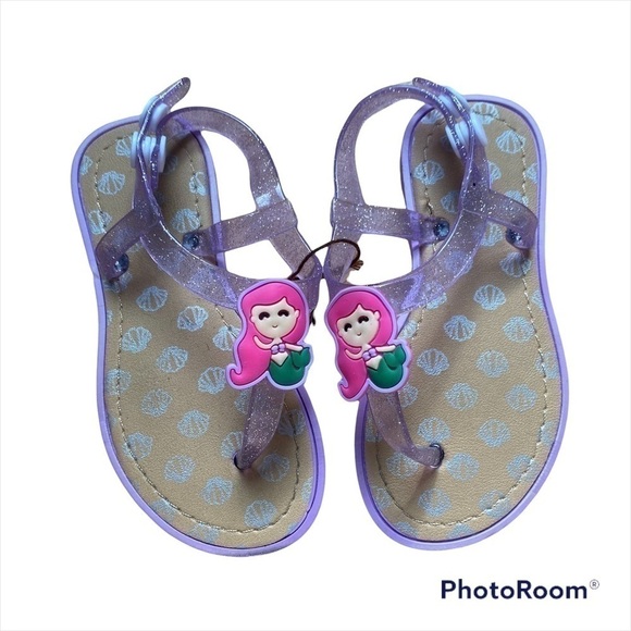 Mermaid Sandals 9 10 Girls Toddler Shoes Open Toe - Picture 1 of 4